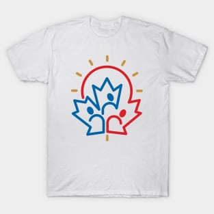 Canada Social Maple Leaf with a Group of People and Rising Sun T-Shirt